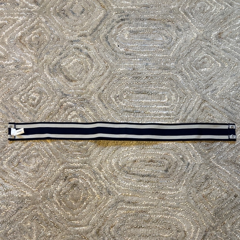 LOFT Navy and White Striped Elastic Statement Belt with Pastel Bead Accent - Picture 6 of 6